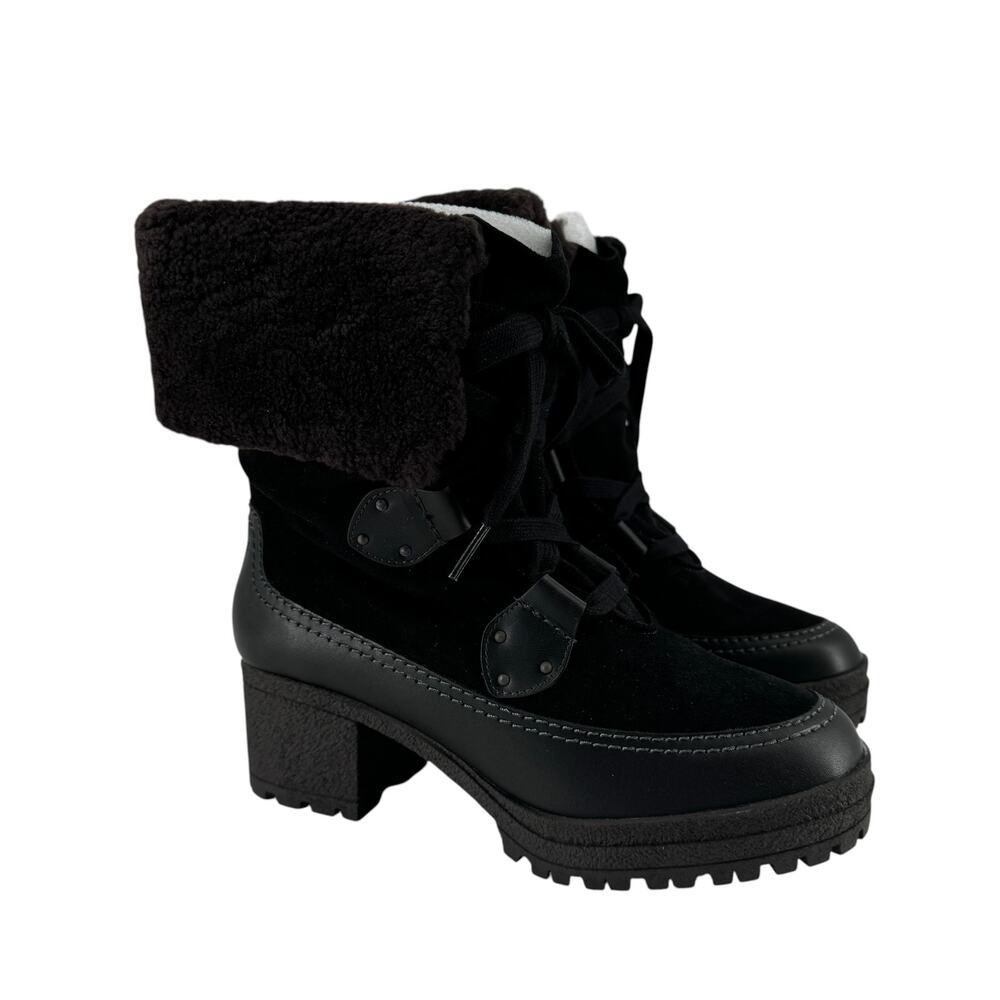 See By Chloe Eileen Crosta Shearling Suede Lug Boots Black 37 US 7 NIB $535